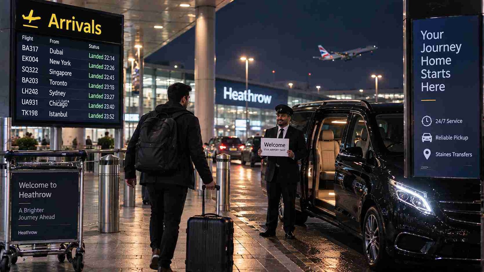 Late-Night Heathrow Arrivals Served by Staines Taxi Experts